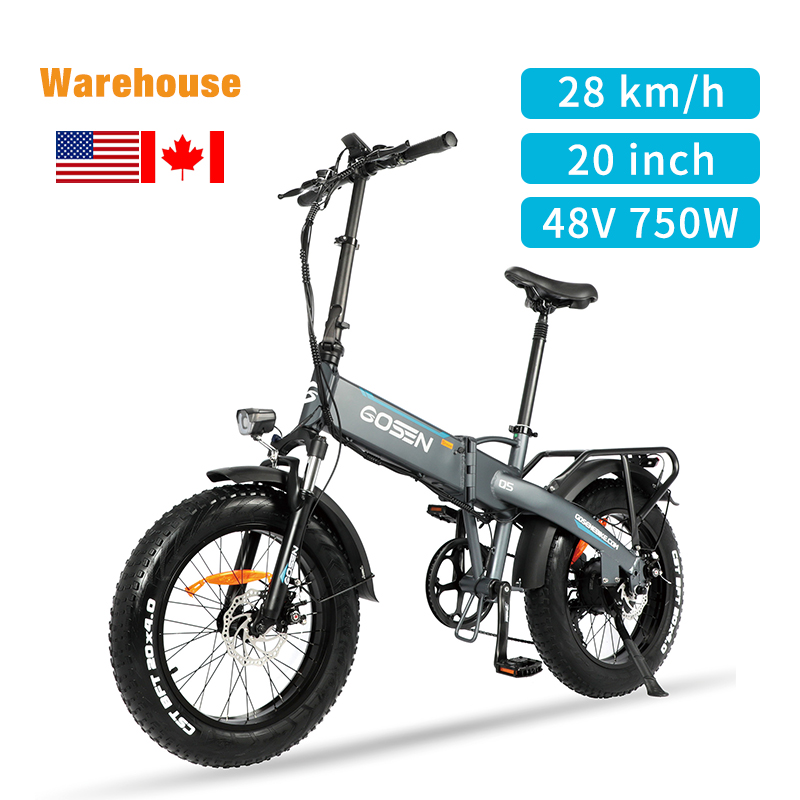 Warehouse hot sale ebike 750W 20 inch fat wheel folding electric bike for men