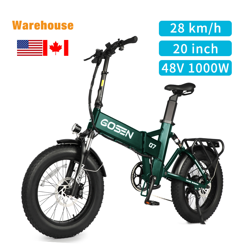 1000W electric folding bike 20 inch US warehouse beach cruise fat tire e-bike